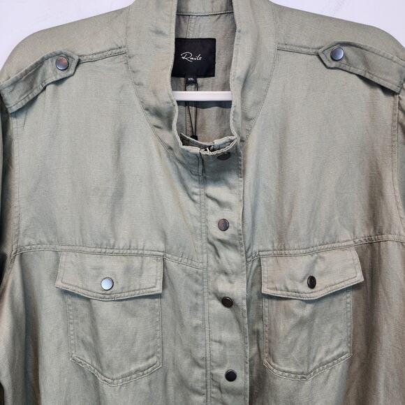 Rails Barn Military Field Chore Jacket Womens XXL Sage Drawstring Hem Tensel - Picture 5 of 12